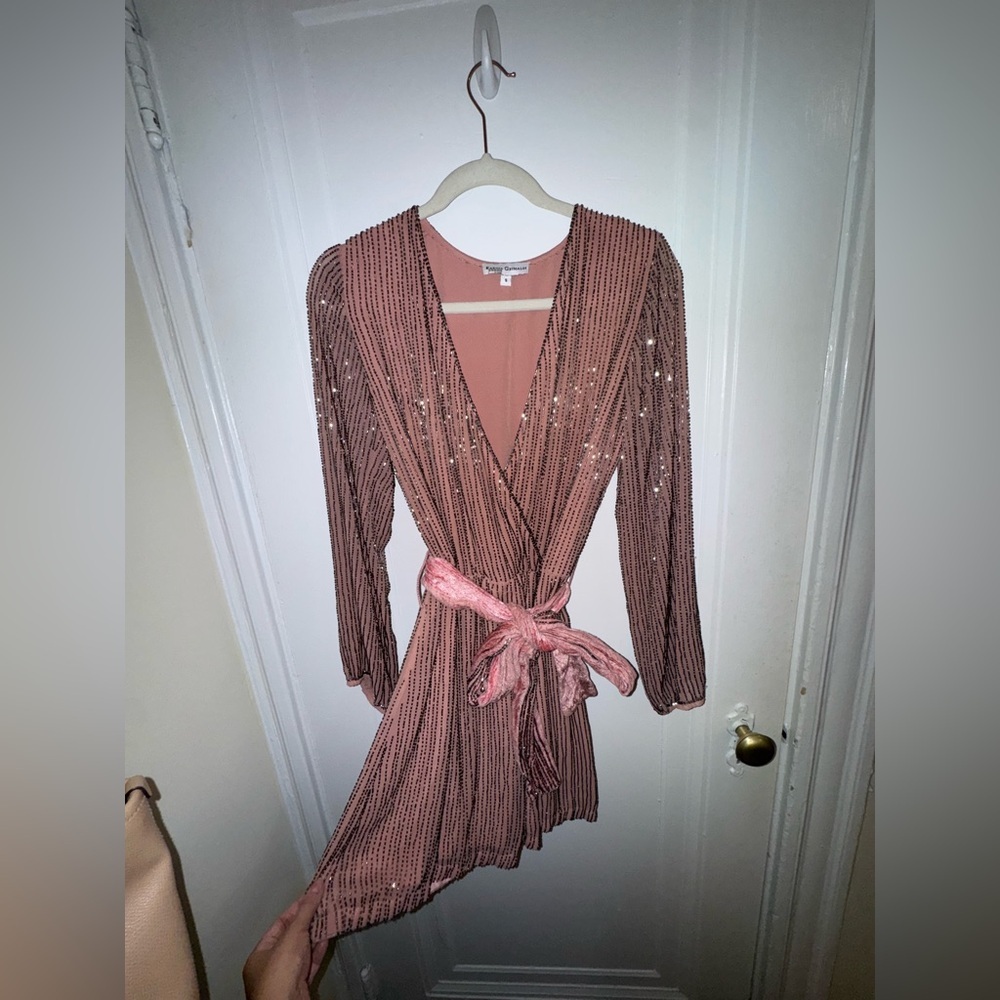 NWOT - Karina Grimaldi fairycore glam Sequin Dress with Balloon Sleeves